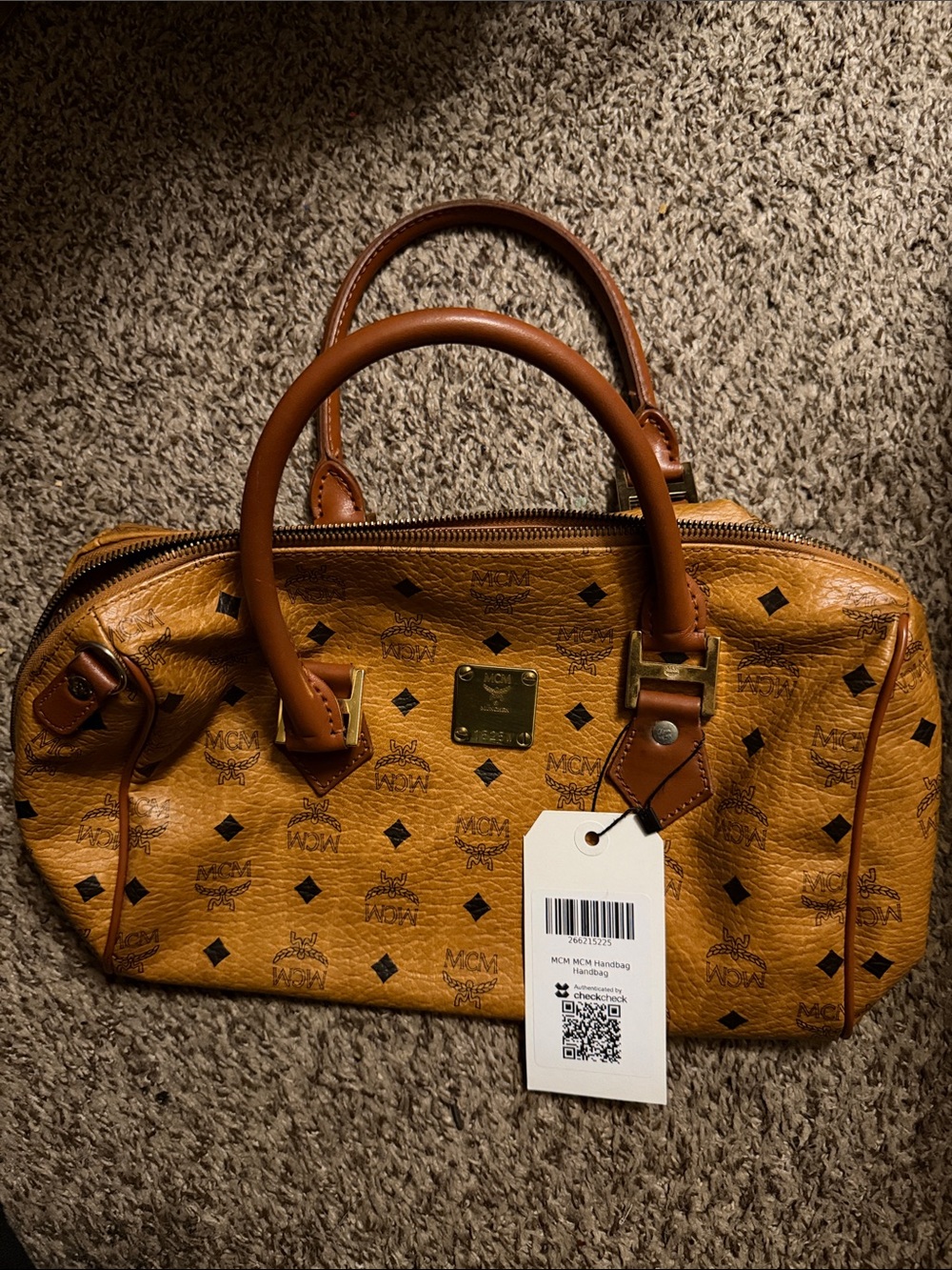MCM Cognac Visetos Monogram Satchel - Tan/Cognac